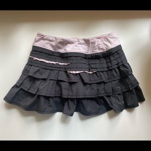 Lululemon Pink and Black Ruffled Tennis Skirt